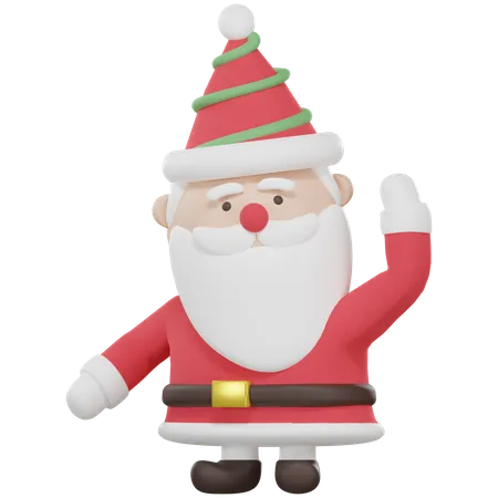 Santa Claus Waving Hand And Saying Hello 3D Icon