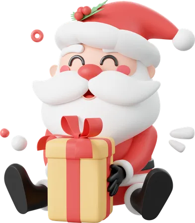 Santa Claus With Christmas Gift Christmas Theme Elements 3 D Illustration 3D Icon