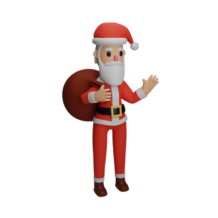 Santa claus saludando con la mano  3D Illustration