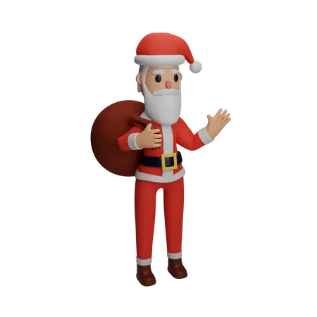 Santa claus saludando con la mano  3D Illustration