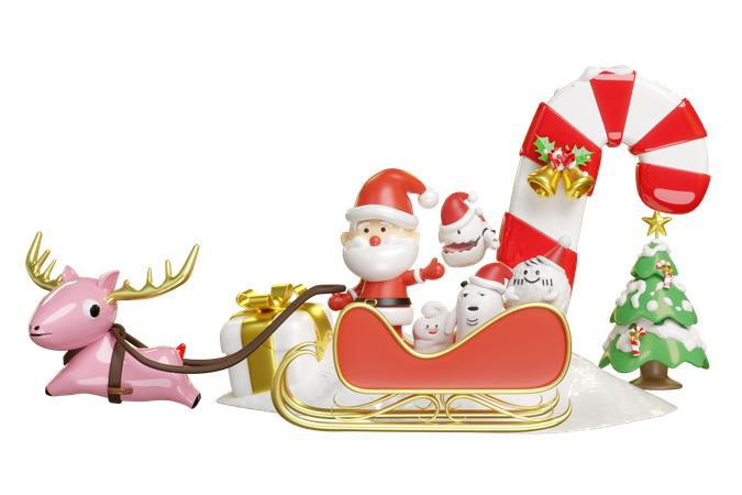 Santa Claus And Monster Friends  3D Icon