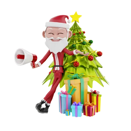 Santa claus announcement christmas  3D Illustration