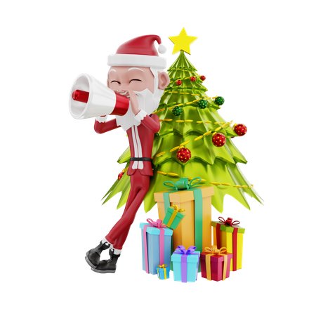 Santa claus announcement christmas party 3D Illustration