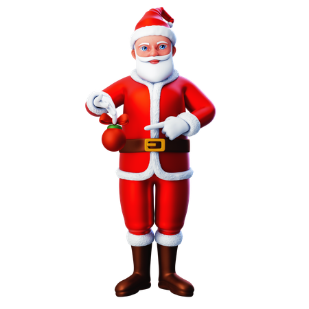 Papá Noel apuntando a la lámpara de Navidad  3D Illustration