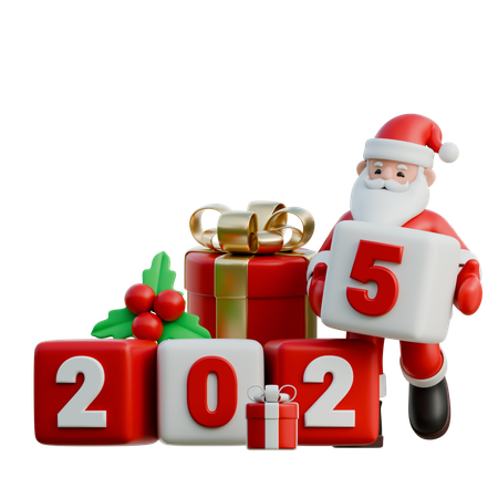 Santa Claus Arranging 2025 Numbers In Order  3D Illustration