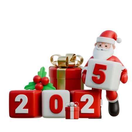 Santa Claus Arranging 2025 Numbers In Order  3D Illustration