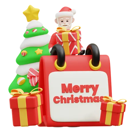 Celebrate Christmas Xmas Santa Winter Tree Snow Decoration Celebration Gift Festival Holiday Party Merry Christmas Christmas Day Christmas Celebration Christmas Eve Culture Religion Traditional Gift Box Present Box Surprise Package Parcel Shipping Shopping Online Gift Santa Surprise Santa Gift 3D Illustration