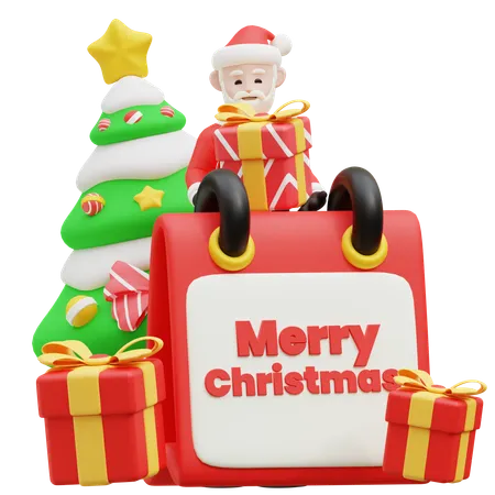 Santa Claus Celebrate Christmas  3D Illustration