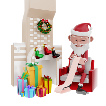 Santa claus celebration christmas in home  3D Illustration