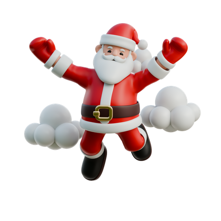 Santa Claus Cheering With Both Hands In The Air  3D Illustration