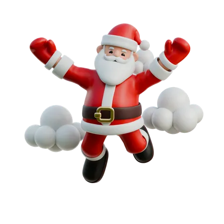 Santa Claus Cheering With Both Hands In The Air  3D Illustration