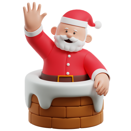 Santa Claus Chimney  3D Illustration