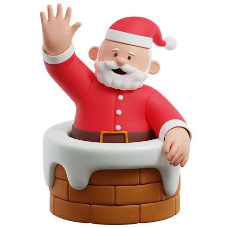 Santa Claus Chimney  3D Illustration