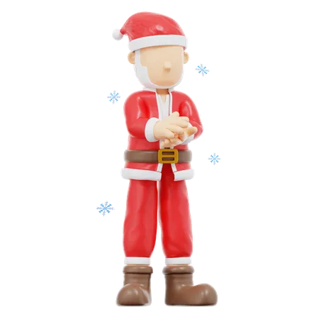 3 D Rendering Santa Claus Clapping Pose Illustration 3D Illustration