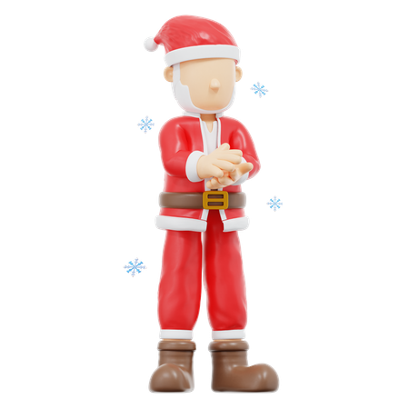 Santa Claus Clapping Pose  3D Illustration