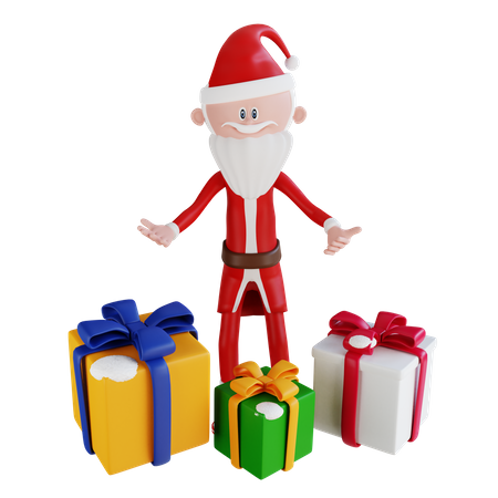 Santa Claus Collect Gift Boxes  3D Illustration