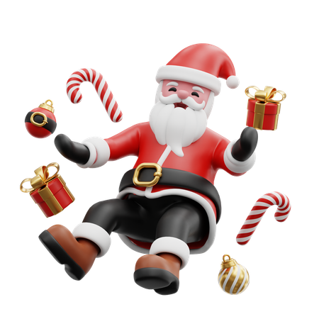 Santa claus collecting gifts for children  3D Illustration