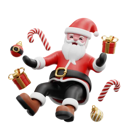 Santa claus collecting gifts for children  3D Illustration