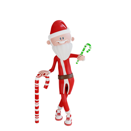 Papá Noel con pose de caramelo  3D Illustration