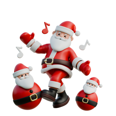 Santa Claus Dancing With Joy  3D Illustration