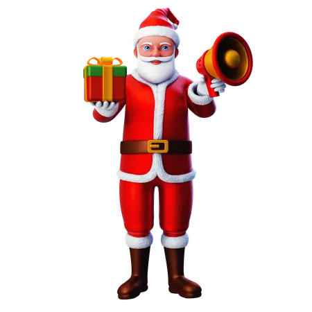 Santa Claus dando caja de regalo de Navidad mediante altavoz  3D Illustration