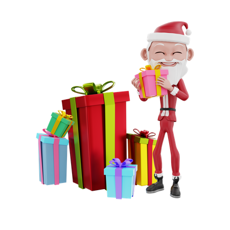 Santa claus dando regalo de navidad  3D Illustration