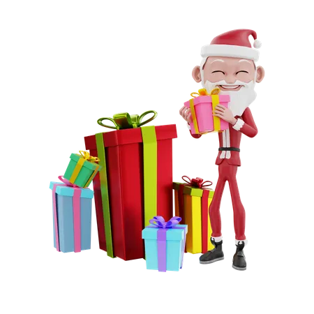 Santa claus dando regalo de navidad  3D Illustration