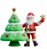 Santa Claus Decorating Christmas Tree