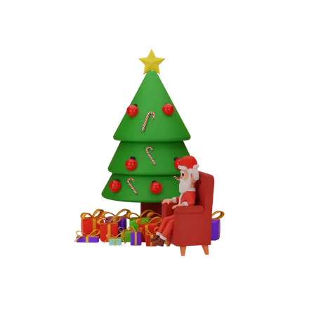 Santa Claus Doing Christmas Celebration  3D Illustration