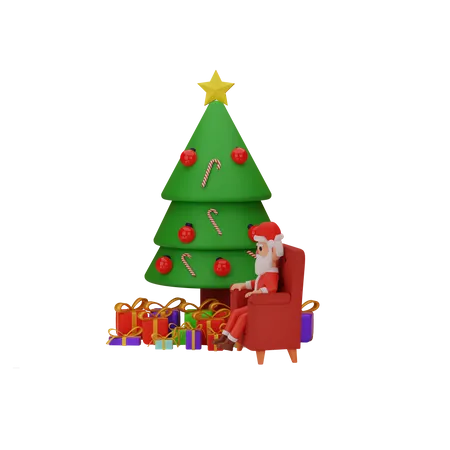 Santa Claus Doing Christmas Celebration 3D Illustration