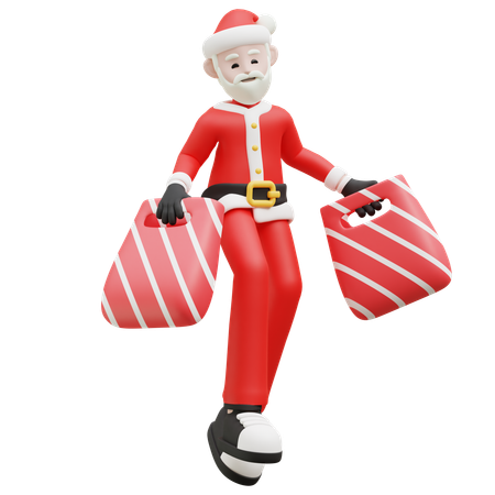 Santa Claus Doing Christmas Shopping  3D Illustration