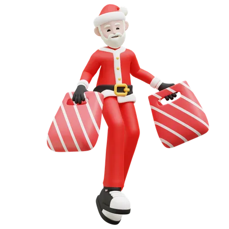 Santa Claus Doing Christmas Shopping  3D Illustration