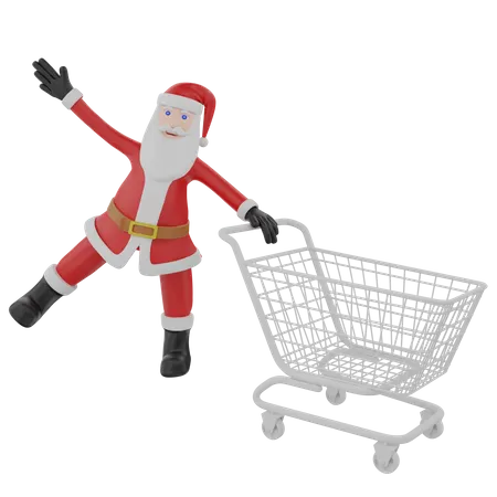 Santa claus doing shopping  3D Illustration