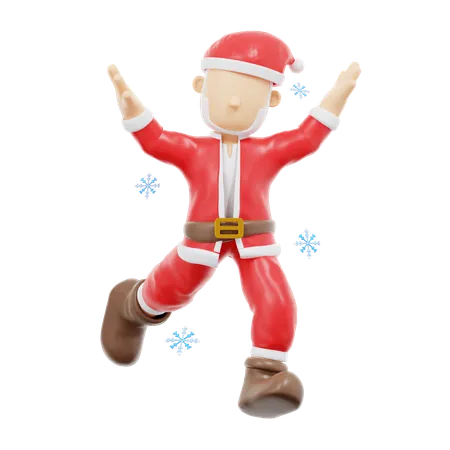 Santa claus emocionado salto pose  3D Illustration