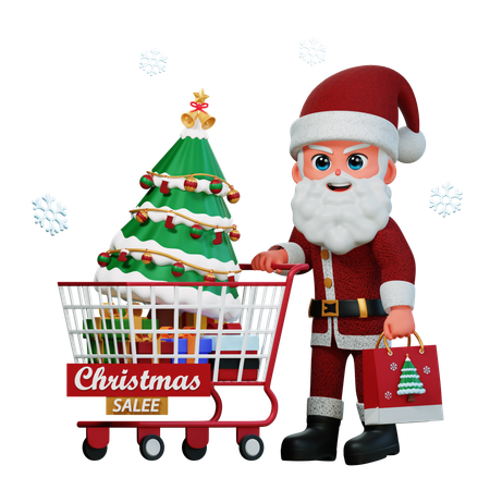 Papá Noel está haciendo compras de rebajas  3D Illustration