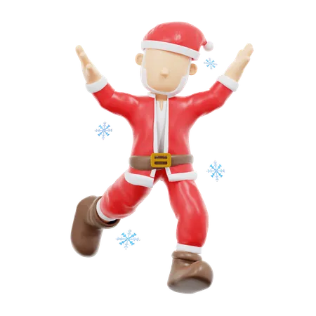 Santa Claus Excited Jump Pose  3D Illustration