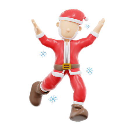 Santa Claus Excited Jump Pose  3D Illustration