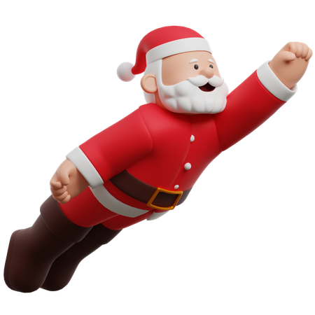 Santa Claus Flying  3D Illustration