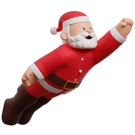 Santa Claus Flying  3D Illustration