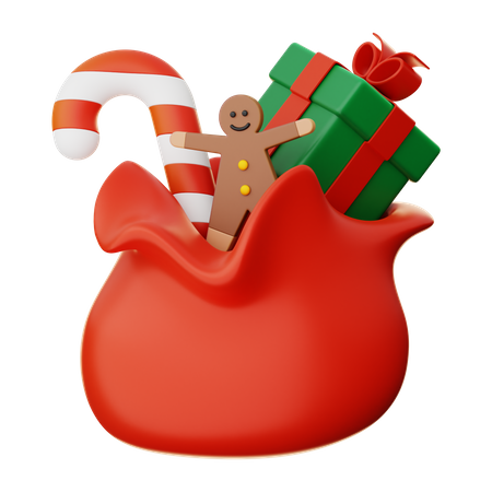 Santa Claus Gift Bag  3D Icon