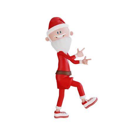 Santa Claus Giving Funny Pose  3D Illustration