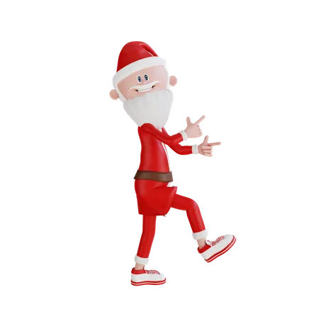 Santa Claus Giving Funny Pose 3D Illustration