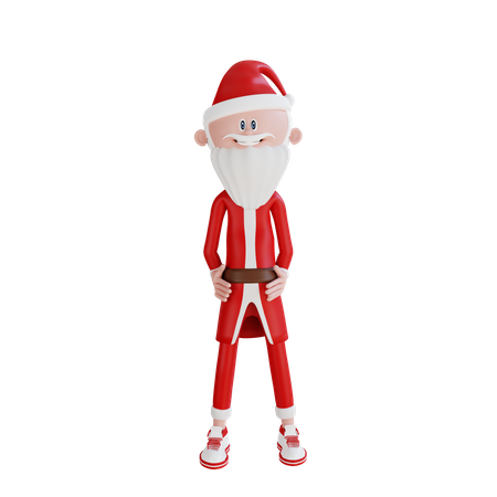 Santa Claus Giving Stylish Stand Pose  3D Illustration