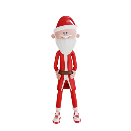 Santa Claus Giving Stylish Stand Pose  3D Illustration
