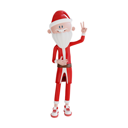 Santa Claus Giving Victory Pose  3D Illustration