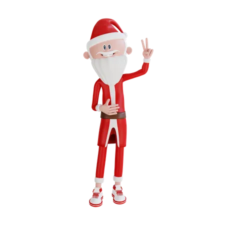 Santa Claus Giving Victory Pose  3D Illustration