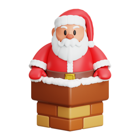 Santa Claus Go Out Chimney  3D Icon