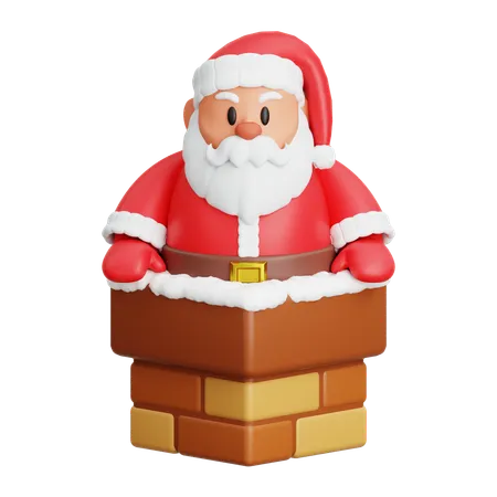 Santa Claus Go Out Chimney  3D Icon