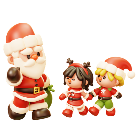 Santa Claus Greeting Kids  3D Icon