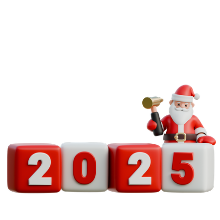 Santa Claus Hammering In The 5 For 2025  3D Illustration